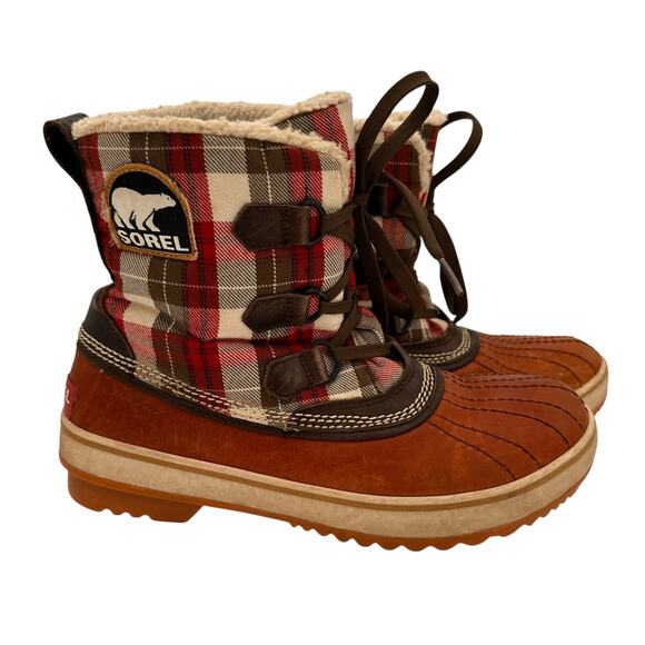 Sorel Women's Trivoli Plaid Duck Snow Boot Size 9 - Picture 1 of 9